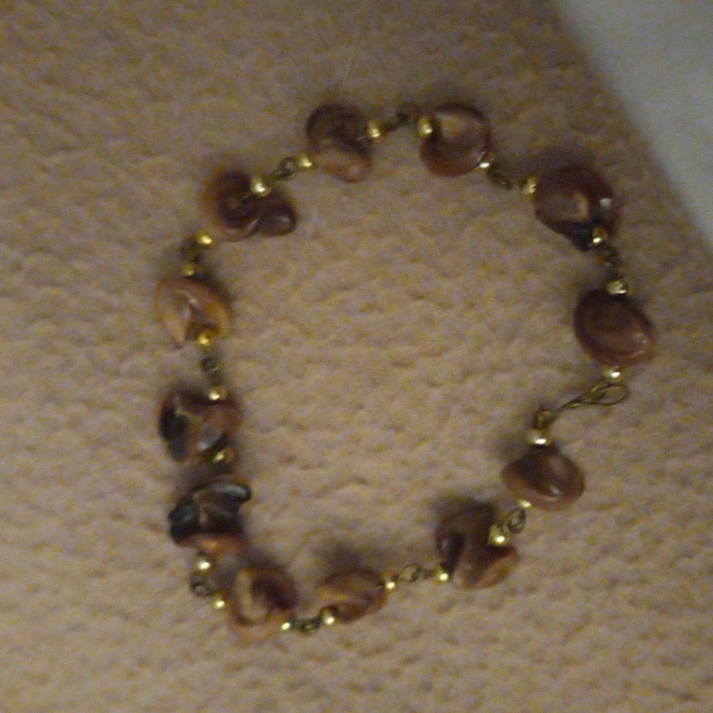 Brown stone&bead bracelet